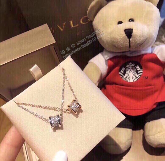 Bvlgari飾品 寶格麗專櫃款 滿鑽純銀女士項鏈 白金玫瑰金小蠻腰項鏈  zgbq3065